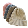 Wholesale Custom Logo Fisherman Skull Beanie Knitted Cap Hat Winter Solid Color Ribbed Slouchy Baggy Hat with 3D Embroidery