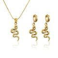 INS HOT 18K Gold Plating Stainless Steel Material With Stone Gold Sanke Chain Pendant Necklace Punk Style Earrings Jewelry Set