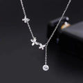 S925 Sterling Silver Butterfly Choker Necklace Tassel Sweet Diamond Fine Jewelry Necklace Y-shape Necklaces for Women Wholesale