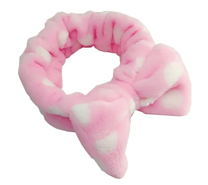 Facial Makeup Bow Knot Head Wrap Soft Coral Fleece Cosmetic Headband for Women Girls Bow Hair Band Head Band