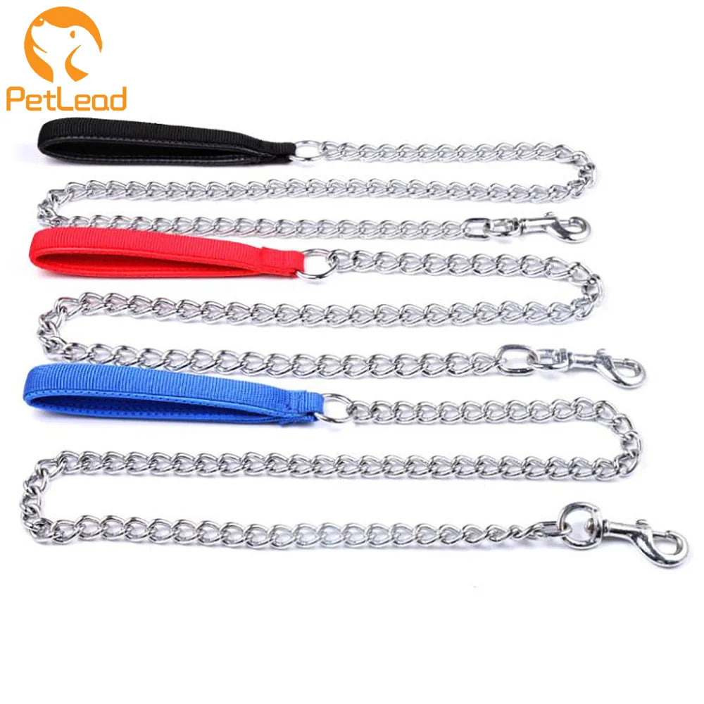 New Dog Leash Padded Handle Pet Traction Rope Iron Chain Dog Walking Rope Leash Custom Dog Leash Wholesale