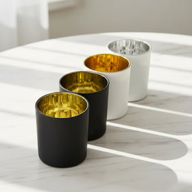 Candle Vessels Container Holders Empty Scented Candle Jars with Lid Frosted Glass Luxury Electroplating Matte Black Christmas