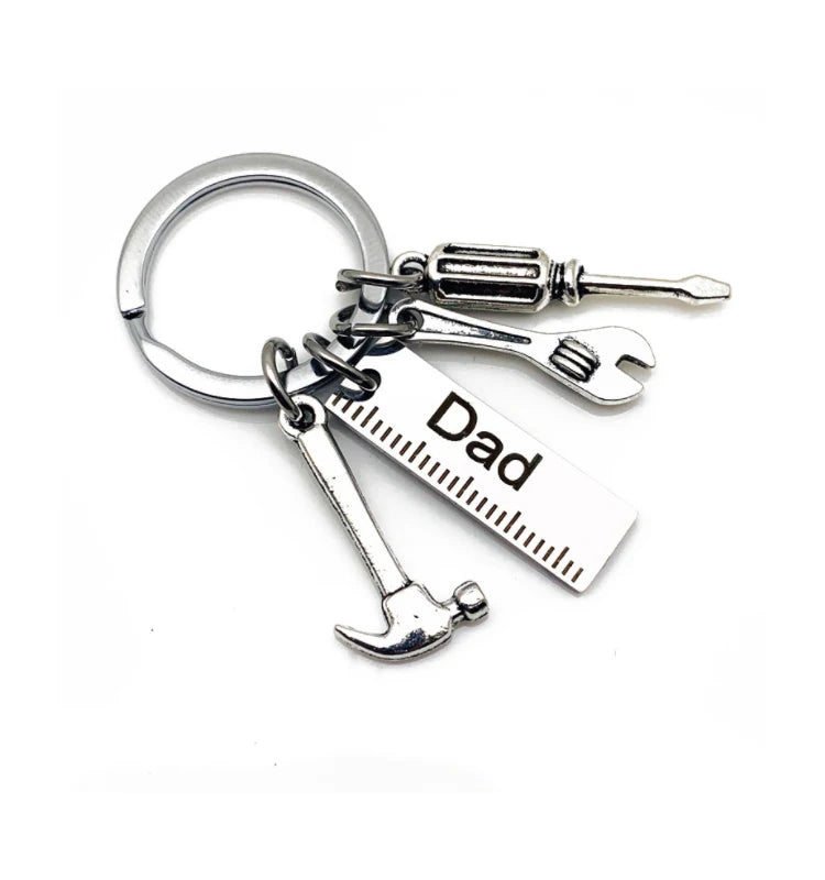 Stainless Steel Dad Papa Grandpa Keychain Key Ring With Small Tools for Father's Papa Grandpa Day Birthday Gift