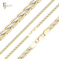 4.3mm FJ Fallon Fashion Jewelry Spiga Wheat Hammered Chain Plated in 14K Gold Two Tone Brass Based Split