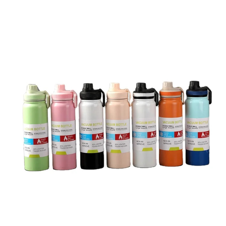 1000ML Insulation Reusable BPA Free Portable Handle Cover Thermos Water Bottle for Men Women Straight Drink Bottle