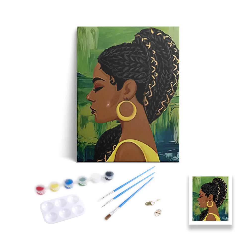 20X25cm New Design Mini Diy Painting by Number Kit Portrait African Woman Framed Handmade Paint by Number for Beginners