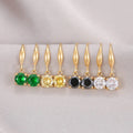 Luxury Cubic Zirconia Drop Hook Ear Earrings New Simple 14K Gold Plated Stainless Steel Drop Earrings for Women Jewelry
