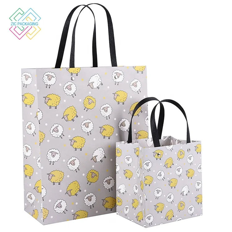 Eco Friendly Customizable Handle Gift Paper Bag Flower String for Clothing Jewelry Tea Bedding Shoes Cosmetics Food