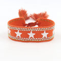Custom Friendship Party Handmade Embroidery Star Name Tassel Branded Braided Rope Wrap Woven Bracelet for Women