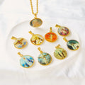 Stainless Steel 18k Gold Plated European and American Religious Jesus Statue Pattern Painting Jewelry Charm Pendant Necklace
