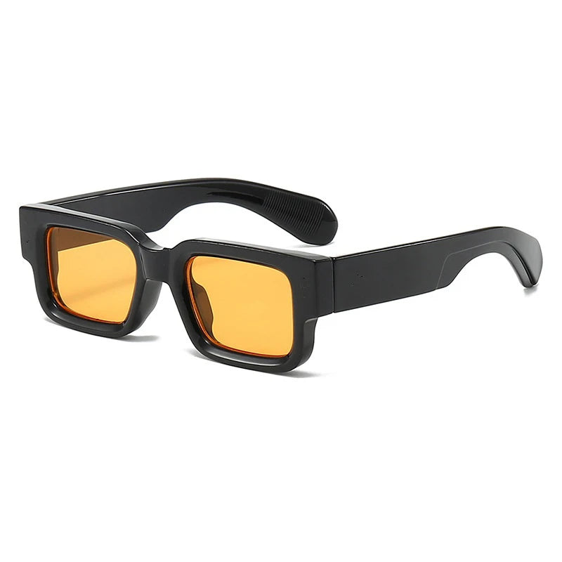 Imamba Custom Logo UV400 Square Black Shades Luxury Designer Retro Vintage Sunglasses Blue Frame Fashionable Rectangle Style