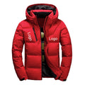 Men's Casual Winter White Duck Parka Jacket Solid Color Hooded Puffer Coat Zipper Closure Plus Size Warm Thick Coats for Outdoor