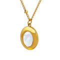 Waterproof INS Design Stainless Steel Geometric Oval Color Seashell Pendant Necklace for Women Fashion Jewelry Accessories
