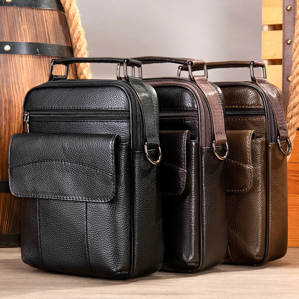 MARRANT Men Crossbody Satchel Bag Top-Handle Handbag Genuine Leather Small Shoulder Bag Leather Messenger Bag Men