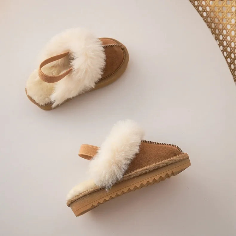 MIO Toddler Kids Home Shoes Slippers Winter Soft Shoes Warm Plush Cozy Comfort Slippers With Thick Rubber Sole Children's Indoor