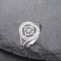 DAIHE Celtic Knot Ring Clear Zircon Witch Knot Stainless Steel Amulet Adjustable Finger Rings Women Copper Inlay Jewelry