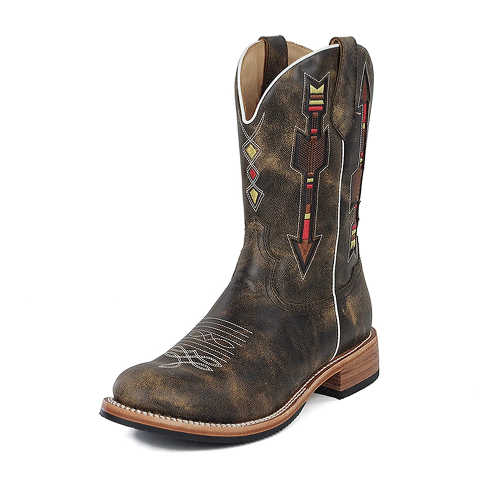 High Quality Cow Leather Western Cowboy Boots Mujer Knee High Slip-On Boots Embroidery Winter Summer Genuine Leather Ladies