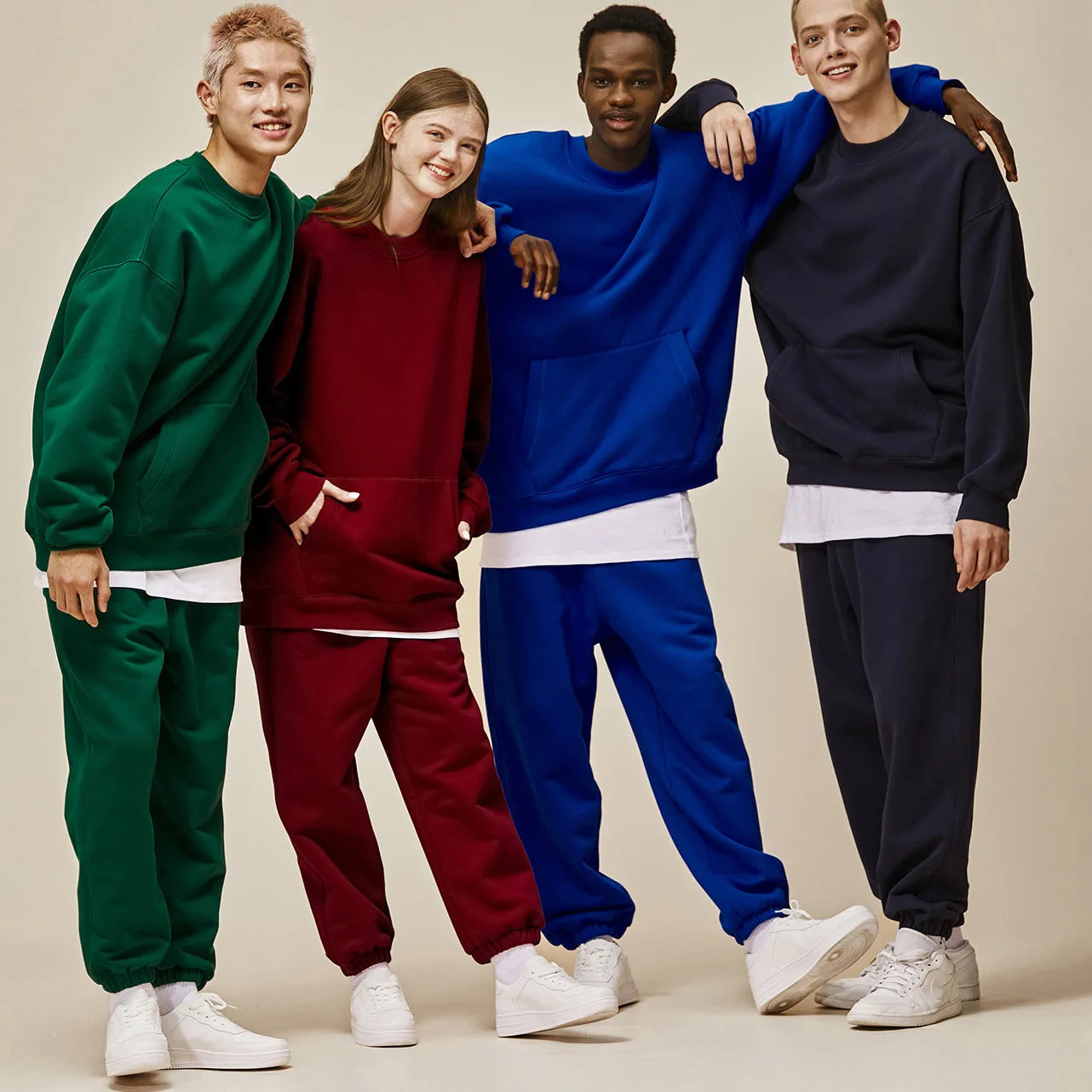 Wholesale Oversized Crewneck Sweatshirts With Kangaroo Pocket Design Custom Heavyweight Fleece Hoodies