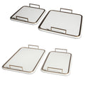 European Style T-174 Hotel Model Room Custom Double Handle Metal Leather Serving Tray Square Tray Set for Home Decoration