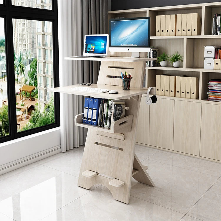 DIY Wooden Standing Desk No Tools Easy Assembly Height Adjustable Ergonomic Laptop Stand