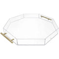 Modern Custom Eco-friendly Octagon Acrylic Serving Tray with Gold Handles Factory Wholesale