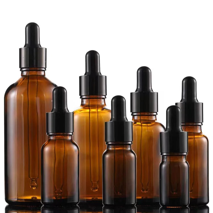 5ml 10ml to 100ml Empty Amber Essential Oil Serum Glass Dropper Bottle Glass Bottle with Dropper