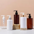 200ml 250ml 300ml 400ml 500ml White Amber Clear PET Plastic Empty Shower Gel Bottle Body Lotion Lash Shampoo Gold Pump Bottles