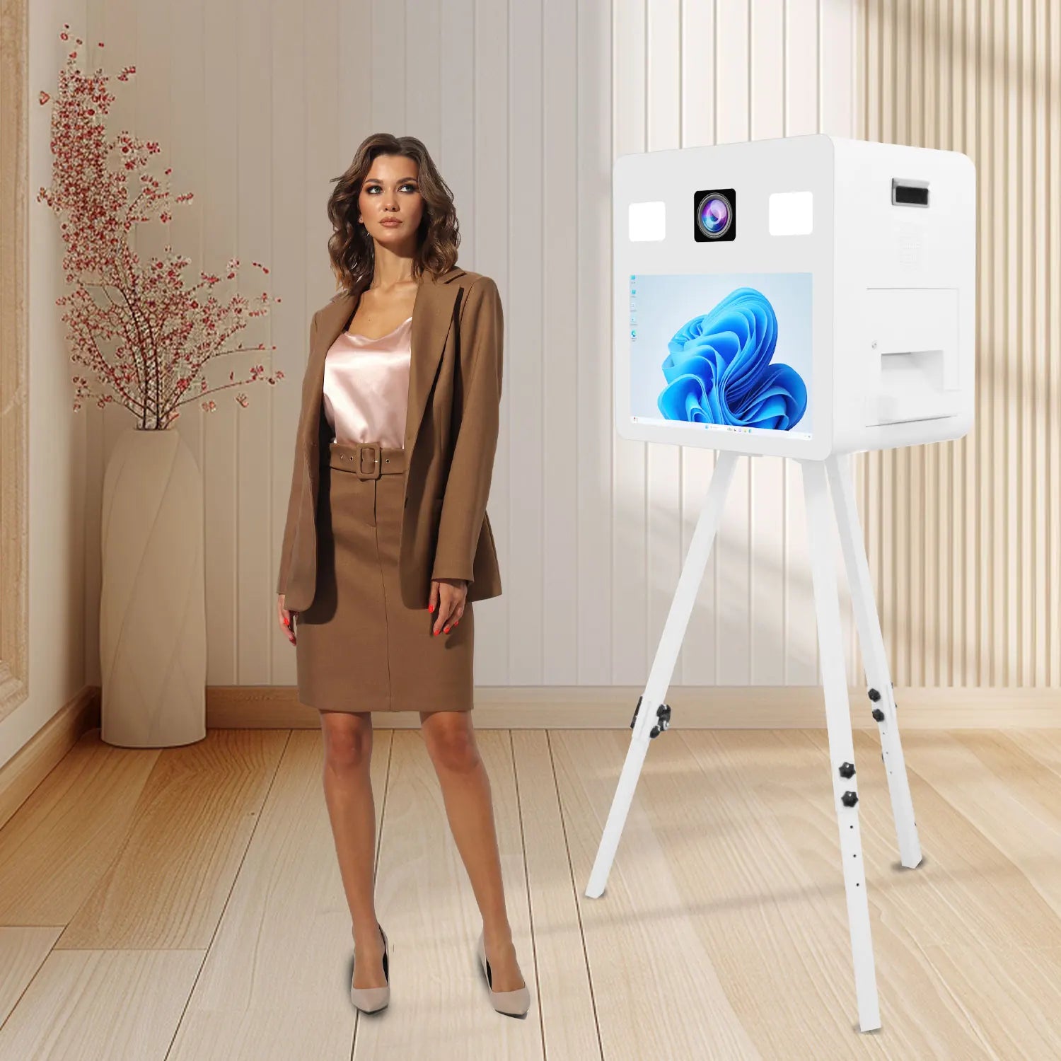 2025 Cheap DSLR Photo Booth Shell Machine Selfie With 21.5 Inch Touch Screen Printer and Camera Photobooth for Events Parties