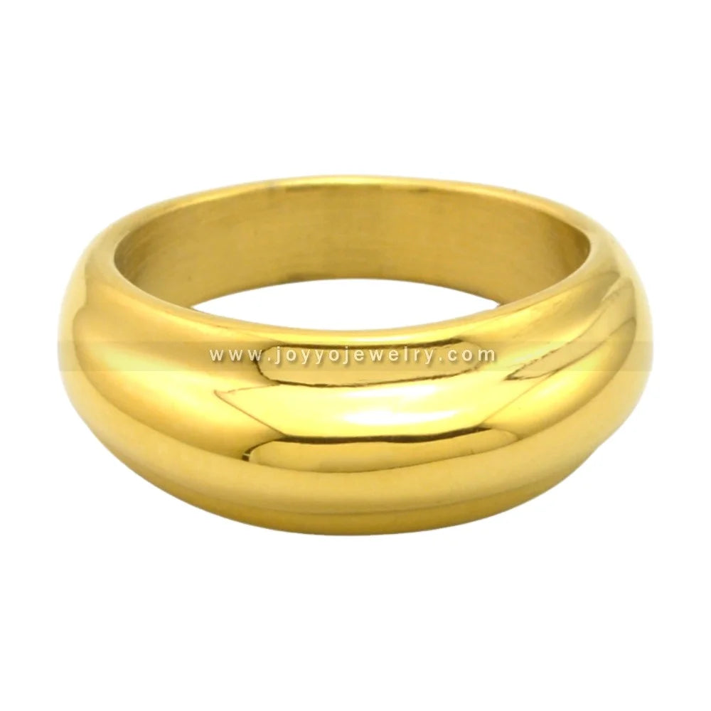 Vintage Fashion Gold Plated Stainless Steel Princess Cut Wedding Engagement Ring Irregular Hammered Grain Band for Party