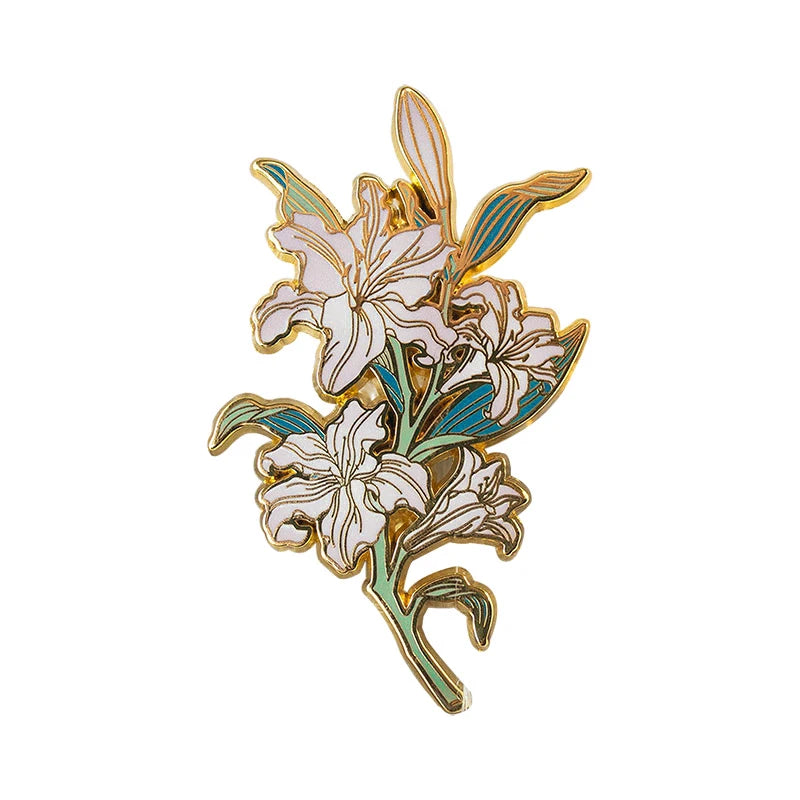 Wholesale Custom USA Soft Enamel Collar for Lapel Pin Cute Plant Flower Dyed Color Brass Metal Plated for Hats RTS Logo