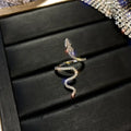 Wholesale Brand New Shiny Zircon Wrapped Snake Ring Fashionable Open Animal Shaped Index Finger Exquisite Jewelry for Party