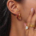 Dainty Vintage Stainless Steel Gold Plated Huggie Earrings Irregular Wave Jewelry Hoop Ear Stud for Wedding
