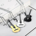 Fashion Guitar Stainless Steel Jewelry Necklace for Men Glossy Pendant Hip Hop Punk Necklace 2021 New