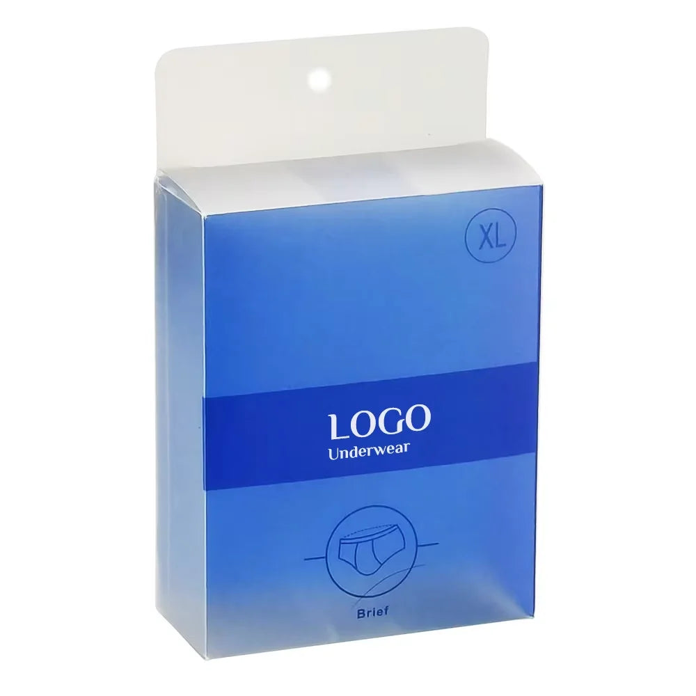 Customized Square Clear Folding Plastic PET RPET PVC Packaging Box with Hooks Supermarket Display Underwear Packaging Box