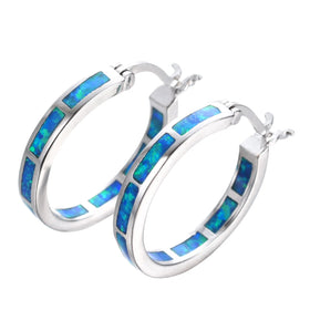 20 mm Fire Opal Hoop Earrings for Women