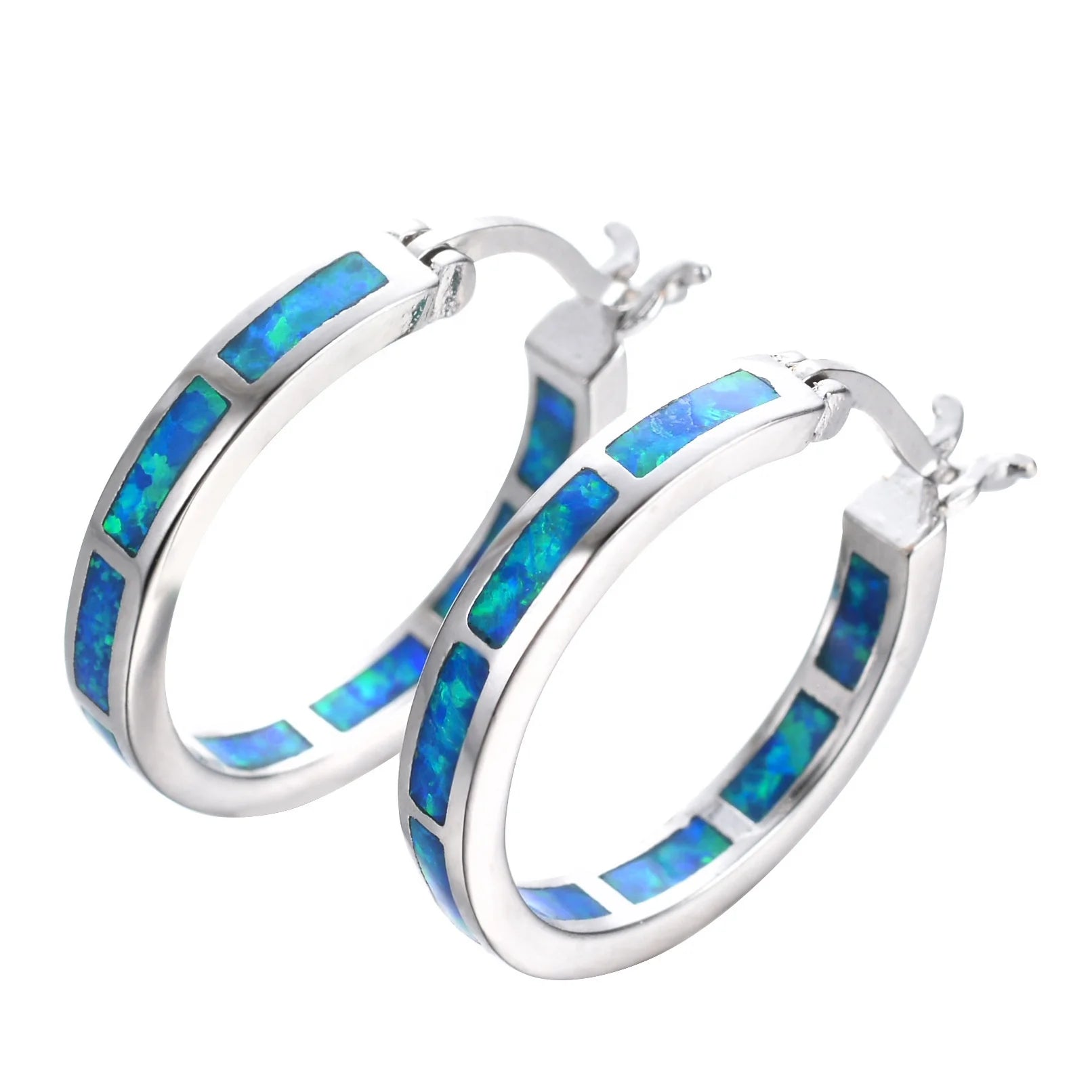20 mm Fire Opal Hoop Earrings for Women