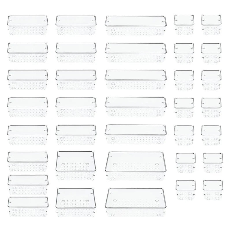 36-Piece Set Modern Plastic Cosmetic Storage Box Square Makeup Organizer Container for Sundries