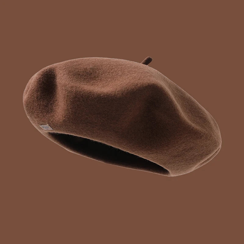Fashionable Solid Color Girls Elegant Ladies Warm Women Beret Wool Hats