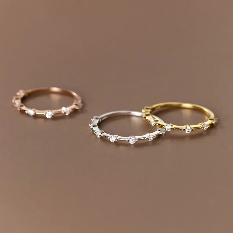 Elegant 925 Sterling Silver Women's Finger Ring Shiny Zircon Luxury Fashion Jewelry for Wedding Parties Stylish Accessories Gift