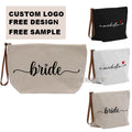 Custom logo Blank Diy Craft Large Capacity Cotton Canvas Zipper Makeup Toiletry Travel Bag Pencil case Cosmetic Pouch Bag