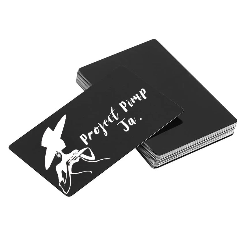 Custom 0.45mm Black Metal Business Cards 1mm Aluminum Tin Blanks UV Printed 3D Design Logo Laser-Engraved 'Love' Tag DIY Shape
