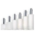 Frosted Glass Bottle Serum Dropper Bottle Flat Shoulder Gold Silver Button Press Pump 20ml 30ml 50ml 60ml Essential Oil Bottles