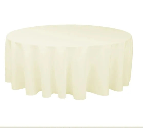 132 Inch White Round Polyester Party Wedding Tablecloth