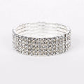 5-Row Pave Rhinestone Stretch Bracelets Silver Crystal Glass Fashion Charm Bracelets for Social Occasions