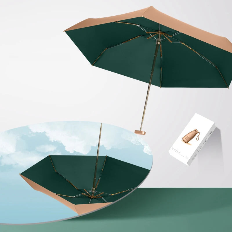 Women's Mini 5-Fold Gold Manual Umbrella Minimalist Design Sun Protector with UV Protection for Outdoor Garden Weddings Adults