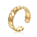 Women's Fashion Finger Jewelry 18K Gold Plated Stainless Steel Adjustable Chunky Crossiant Twisted Open Rope Rings