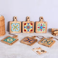 Wholesale Wood Craft Vintage Heat-Insulation Coasters Decorative Tile Pot Holders Wooden Craft Solid Wood Soup Pot Trivets