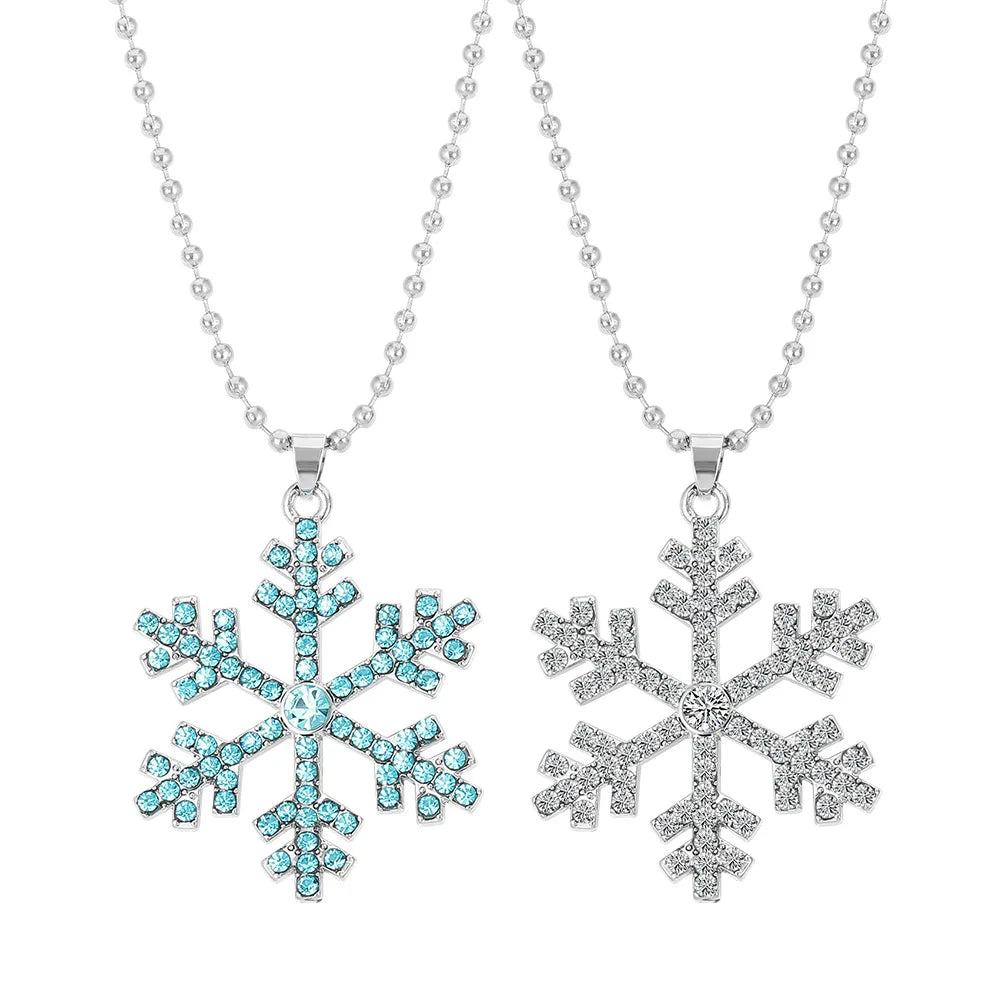 New Simple Snowflake Necklace Pendant Christmas Full Diamond Snowflake Necklace Jewelry