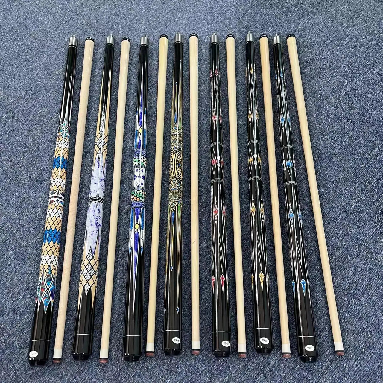 Factory Direct Sell Multi Color Maple Wood 1/2 Center Joint Billiard Pool Cue Stick