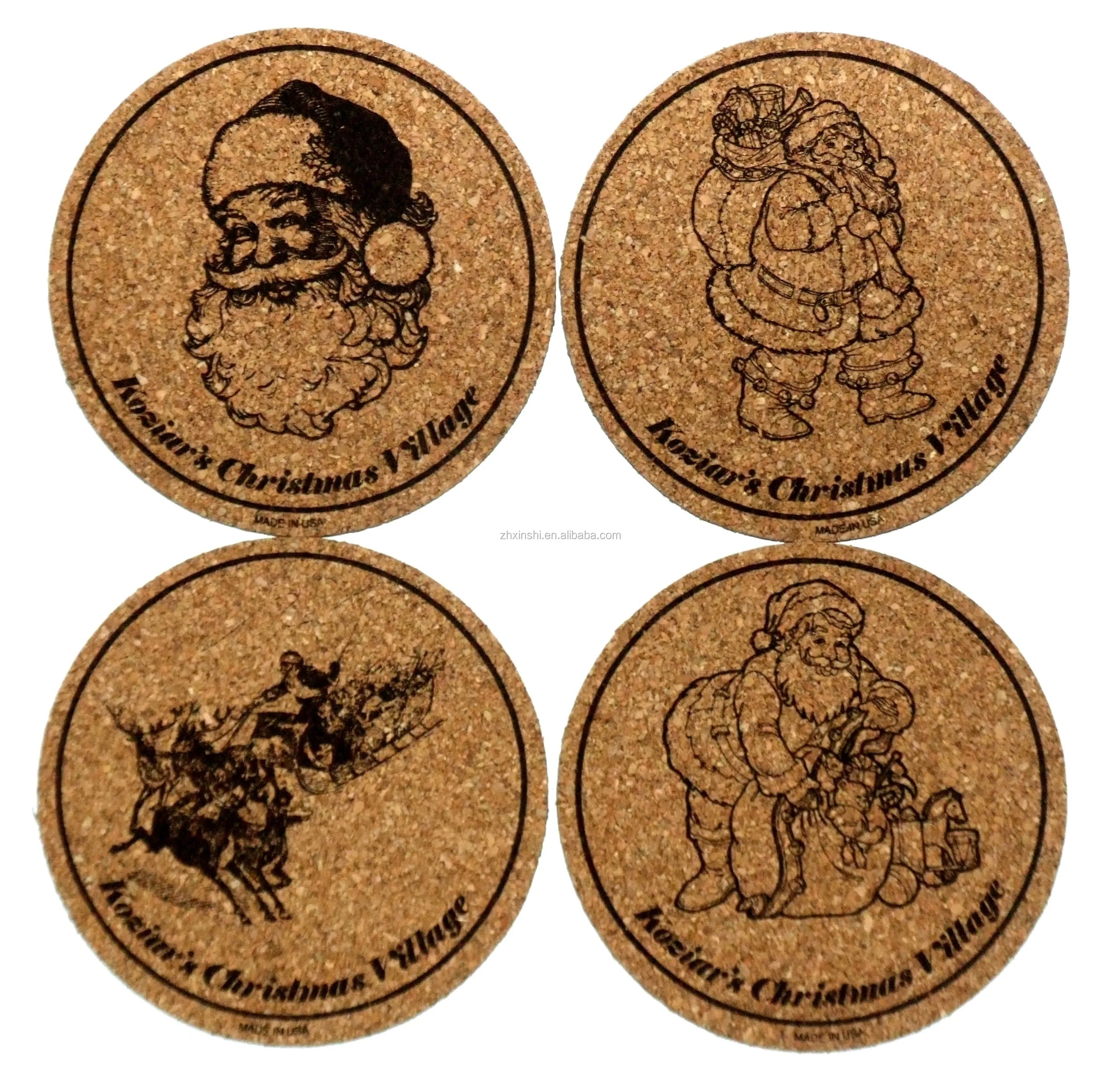 factory supplier custom printed drink beer absorbent blank cork coaster set of 16pcs